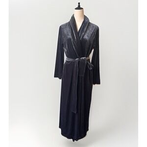 Natori Natalie Velvet Robe M Gray Kimono Belted Sleepwear Lounge Cozy Comfort